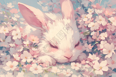 小野兔睡眠的野兔插画