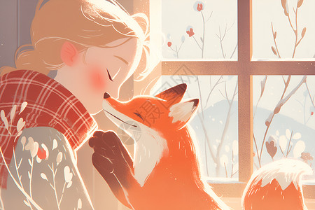 狐狸和女孩背景图片