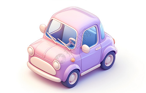引擎盖可爱的紫色汽车插画