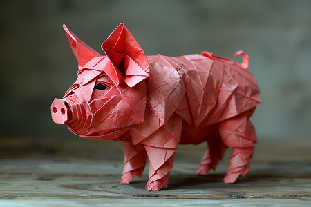 粉色折纸猪背景图片