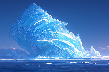 冰海中漂浮的冰山背景图片