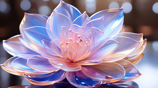 玻璃晶体一朵梦幻立体莲花设计图片
