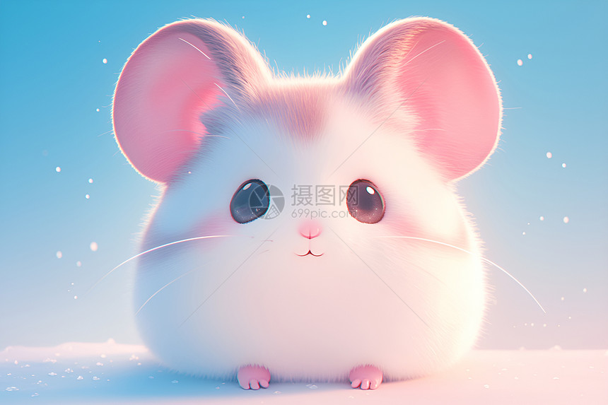 小白鼠在雪地下图片