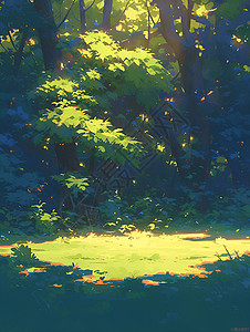 阳光洒在森林上背景图片