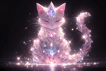 粉色钻石棒精美的钻石猫插画