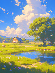 夏日的田野背景图片