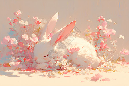兔子的梦幻花园背景图片