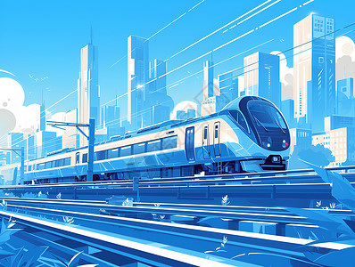 高铁结构飞速行驶的高铁插画
