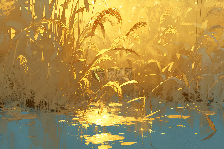 黎明的水稻田图片