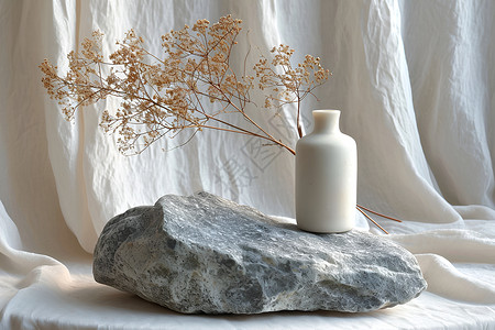 陶瓷瓶石头上的花瓶背景