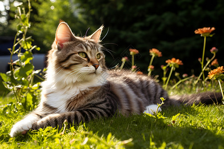 晒太阳的猫咪高清图片