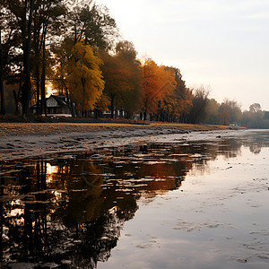 秋日公园的景色背景图片