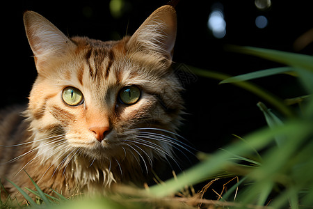 草丛中的猫咪背景