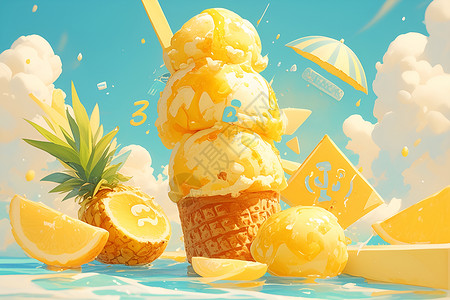 菠萝味冰淇淋背景图片