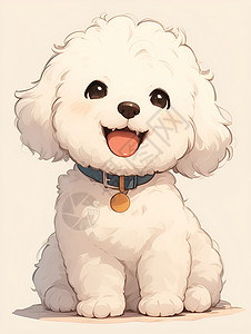 甜美微笑的小白狗插画