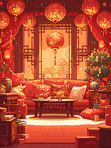 热喜庆的客厅背景图片