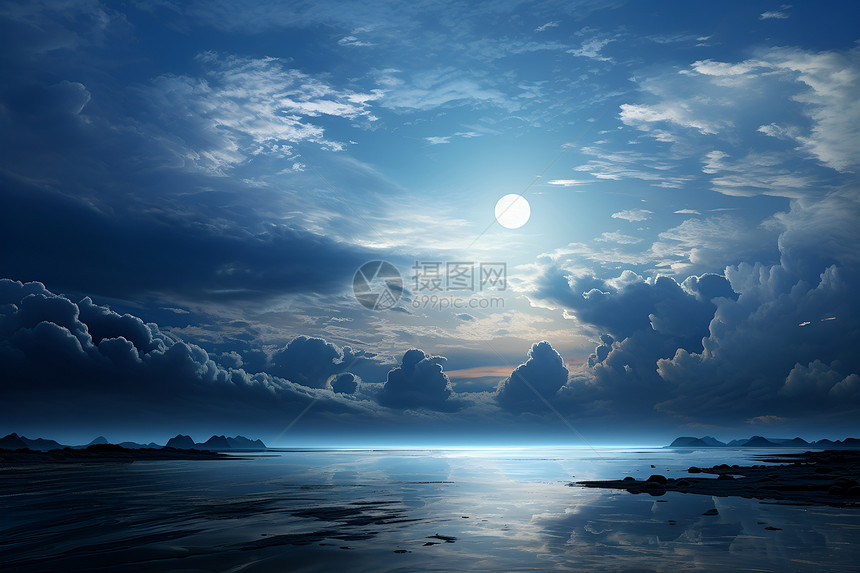 月光下的海洋奇幻景观图片