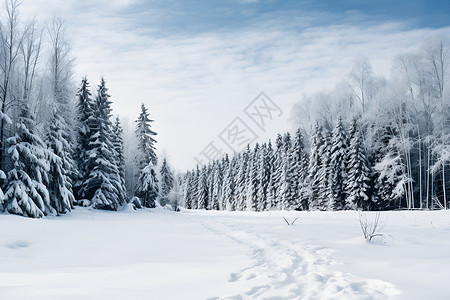 冬日银装素裹的风景背景图片