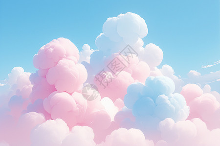 棉花糖形状的彩色云朵背景图片
