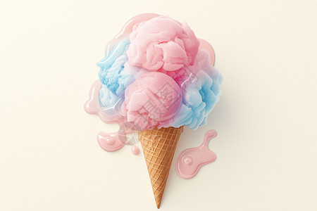 棉花糖冰淇淋美味的冰淇淋搭配棉花糖插画