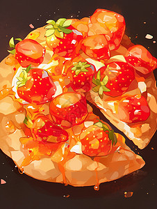 草莓味奶枣草莓味的披萨插画