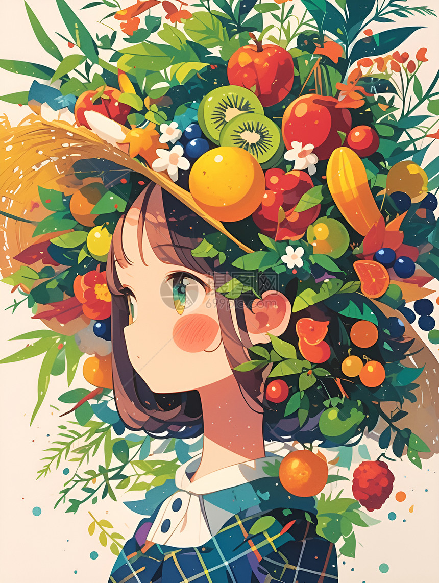 女孩的水果帽子图片