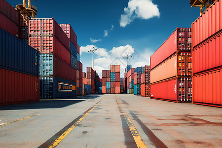 堆积货物港口堆积的集装箱背景