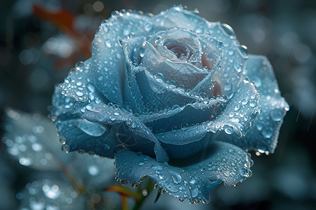 玫瑰花瓣上的雨滴背景图片