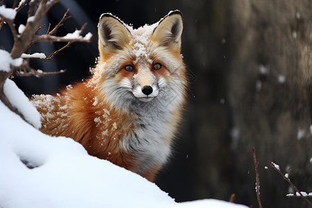 雪地中的红狐背景图片