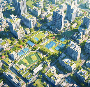 城市绿色运动场背景图片