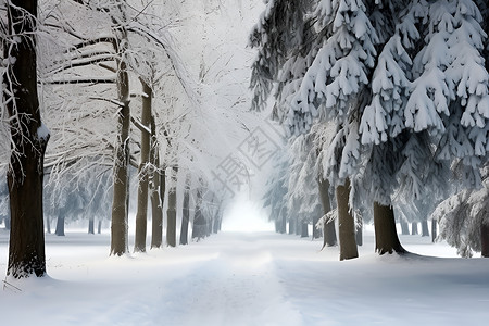 户外的冰雪和树木背景图片