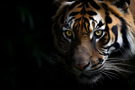 老虎边框黑暗中的动物老虎背景