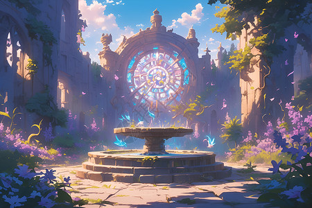宫殿里的喷泉背景图片