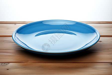 木质圆形边框木质圆桌上放着盘子背景
