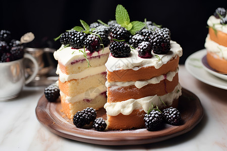 蛋糕与浆果的诱惑背景图片