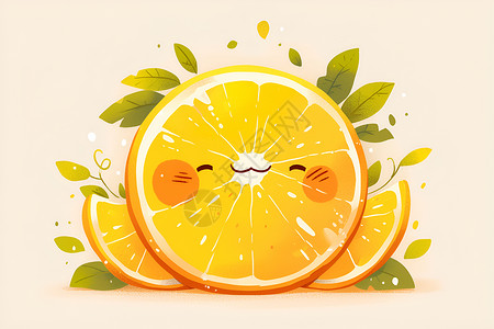 橙子美食笑脸橙子插画