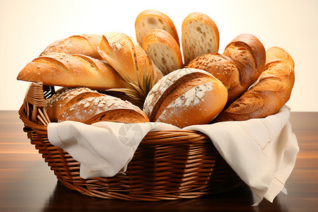 篮子面包一个装满面包的篮子背景