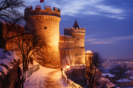 夜晚的城堡背景图片