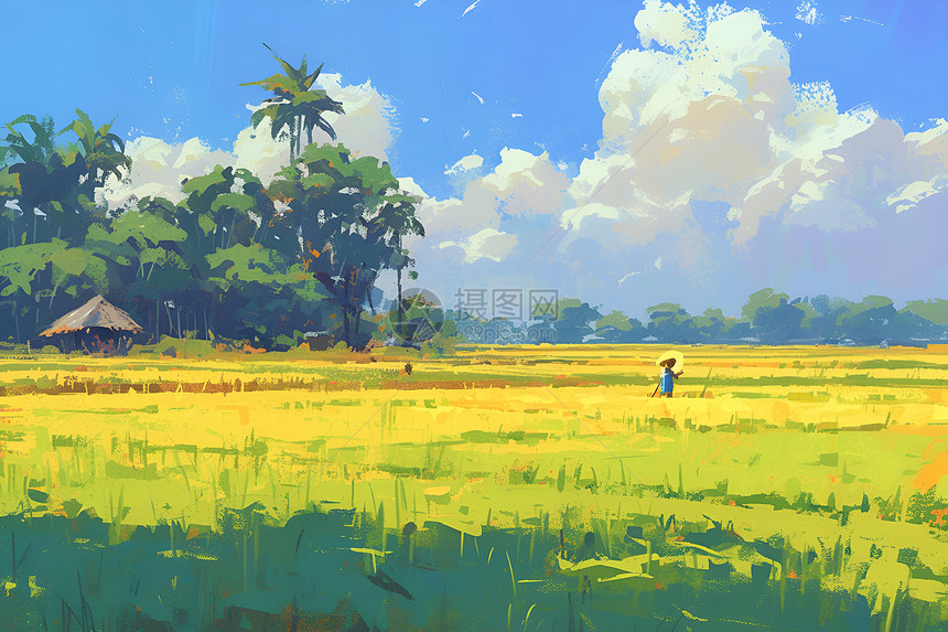 稻田的景色图片
