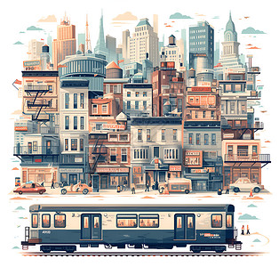 城市交通运输插画