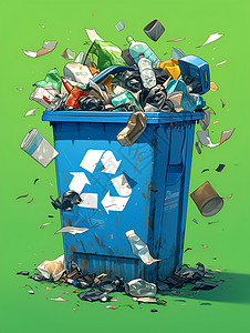 蓝色垃圾桶背景图片