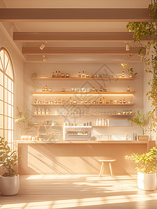 饰品柜台清新时尚的奶茶店设计图片