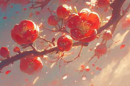 盛放的红梅背景图片
