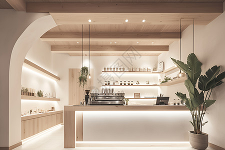 简约设计的咖啡店背景图片