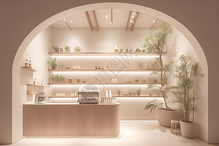 露天咖啡店绿植装饰的咖啡店设计图片