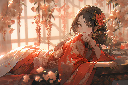 红衣仙女背景图片