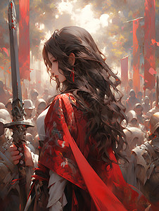 红装女战士背景图片