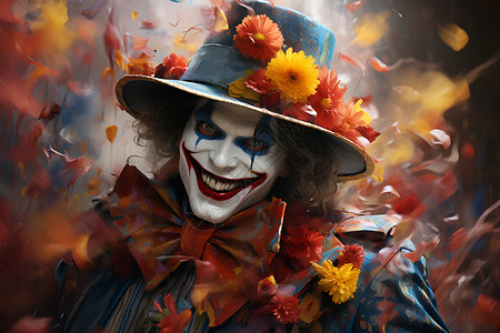 色彩丰富小丑欢乐狂欢的丑角背景