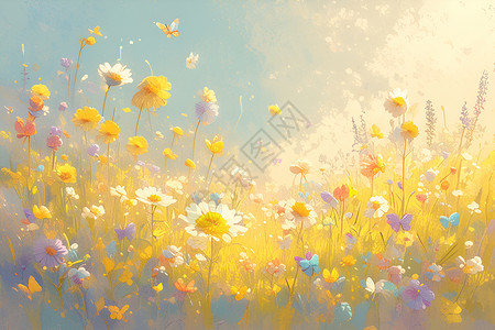 春天璀璨的花丛背景图片
