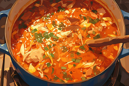 一锅美味的汤背景图片